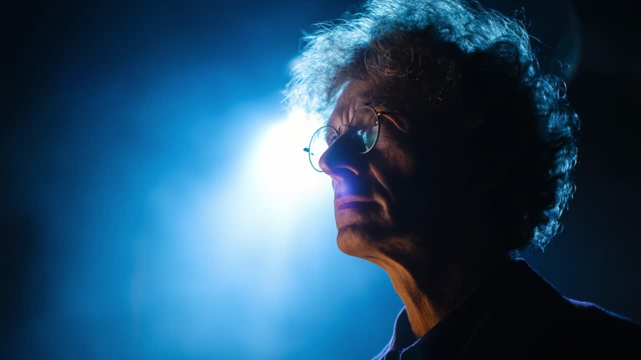 Un retrato profundo capturado con luz iluminadora: explorando la emoción y la introspección a través de los ojos de un individuo reflexivo en una escena oscura