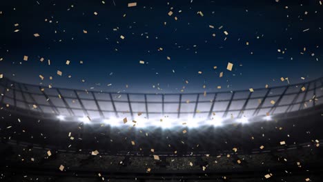 animation of confetti floating over sports stadium at night