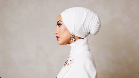 elegant woman in white hijab