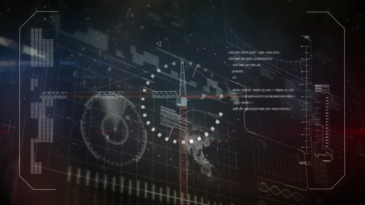 Animation of interface with data processing against red background