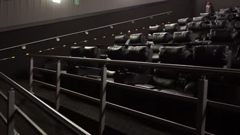 view in a modern cinema room with beautiful leather seats