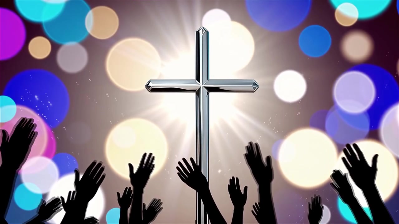 Cruz Cristiana con Luz Celestial, Fondo para Adoración.