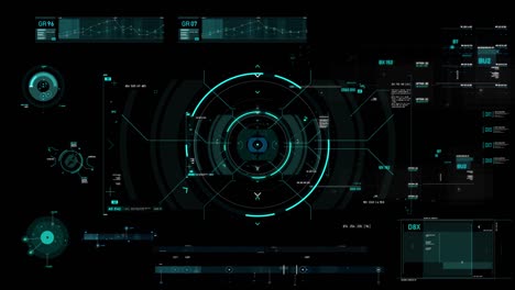 interfaz de visualización de la cabeza del círculo hud elemento puntero objetivo para el concepto de tecnología cibernética futurista con procesado oscuro y de grano