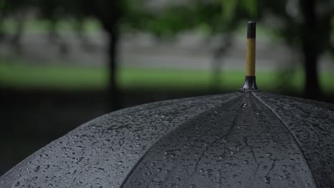 Top-of-black-umbrella-in-rain