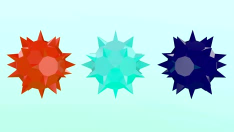 abstract stars in trend colors rotate randomly. lush lava, aqua menthe, phantom blue. able to loop seamless 4k