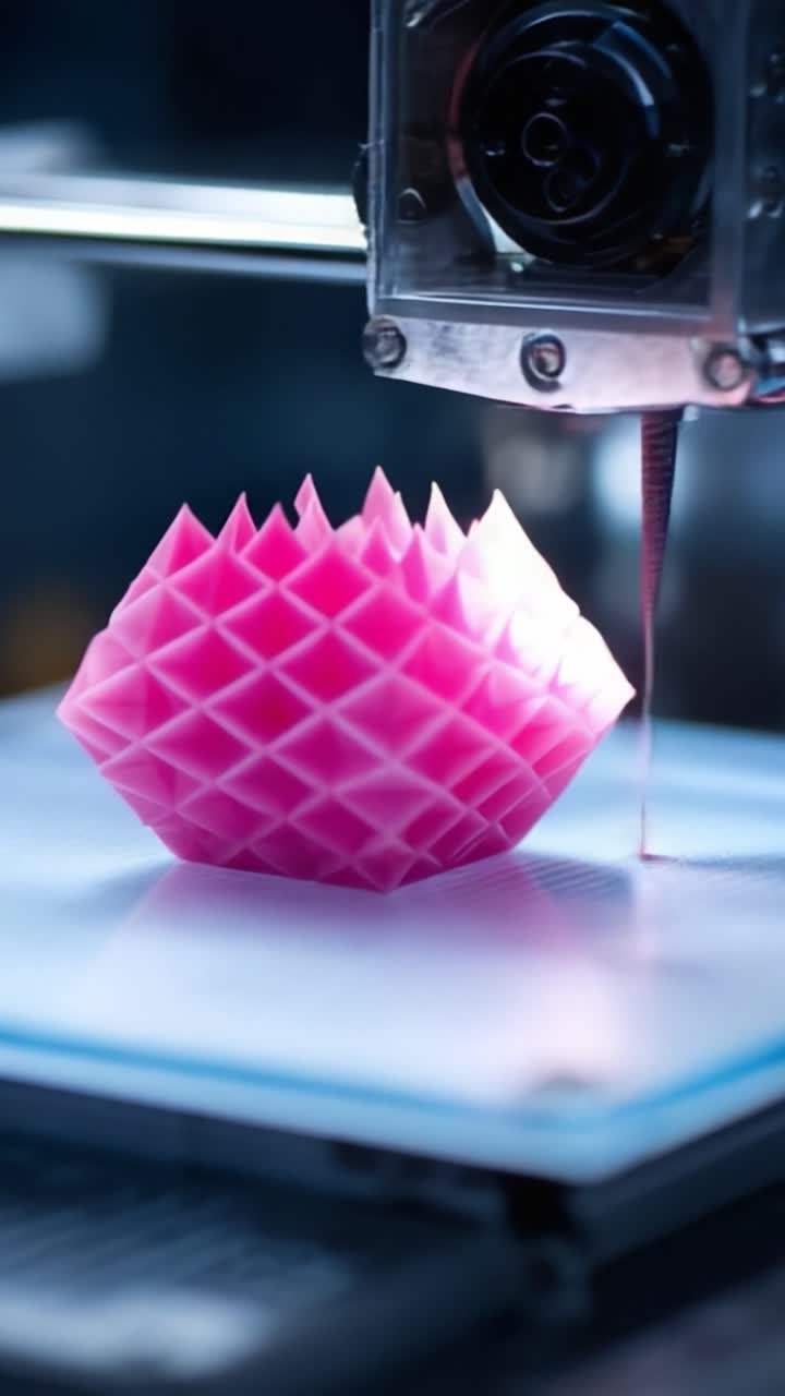Captivating Artistry in 3D Printing: A Stunning Pink Structure Emerges from a 3D Printer, Showcasing Precision and Innovation in Modern Design Technology
