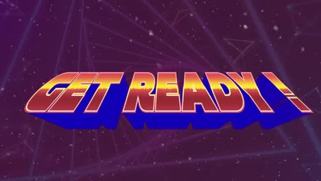 animation of get ready text with exclamation sign over triangular tunnel on abstract background