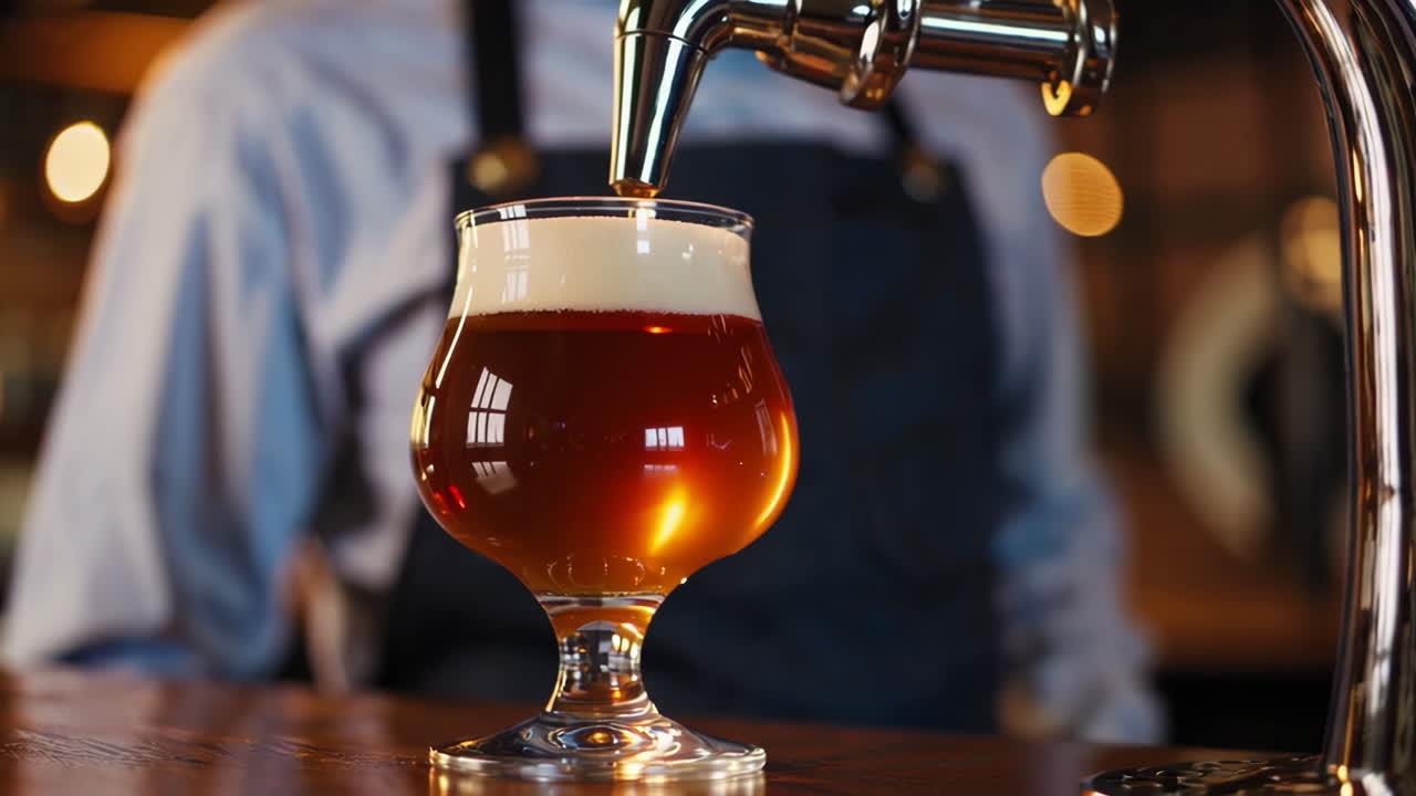 vertiendo cerveza en un bar