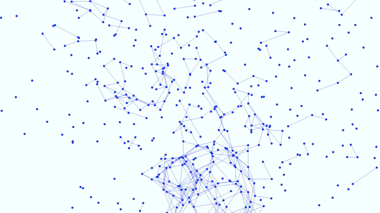 Grid-patterned network of interconnected nodes represented by blue dots and white lines
