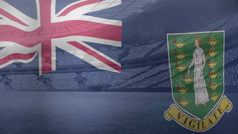 animation of waving flag of virgin islands over sport stadium