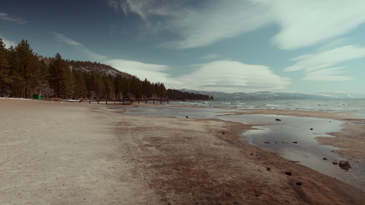 Empty Beach at Lake Tahoe on a Cloudy Day