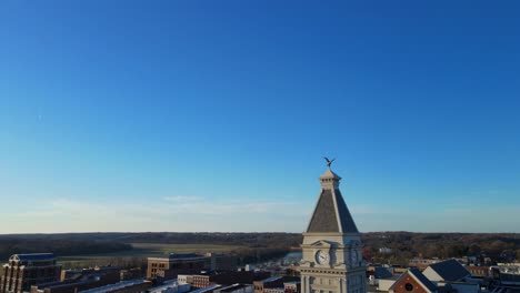 revealing shot from above of montgomery county court in clarksville, tennessee