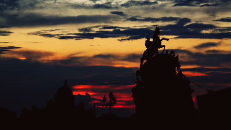 silhouette of a monument at sunset