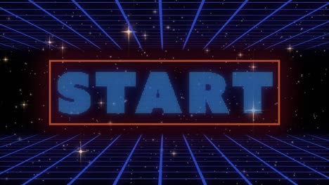 animation of start text over stars on black background