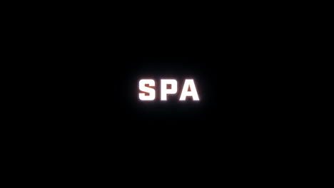 4k text reveal of the word "spa" on a black background