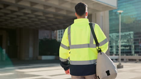 Man,-back-and-architect-walking-in-city