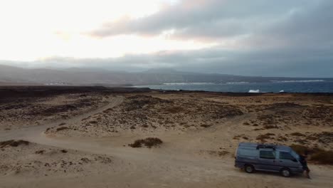 Aerial View Of The Vehicle Parks Near The Shoreline Of Punta De La Pared Point In Lanzarote, Spain.