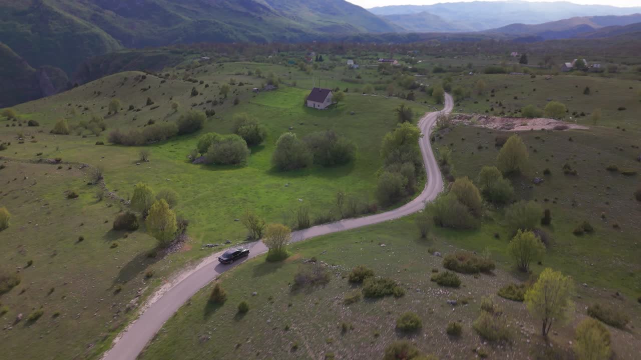 Car driving in curly roads