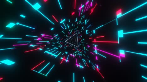 neon triangular tunnel visuals