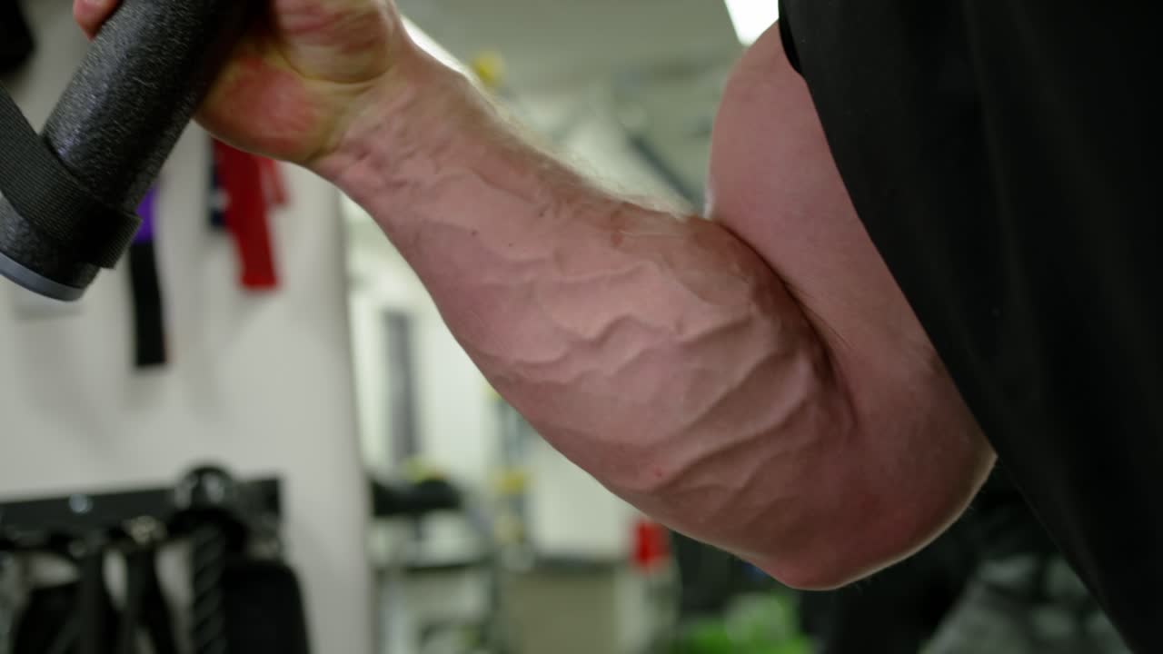 Active bodybuilder young man lifting heavy weights