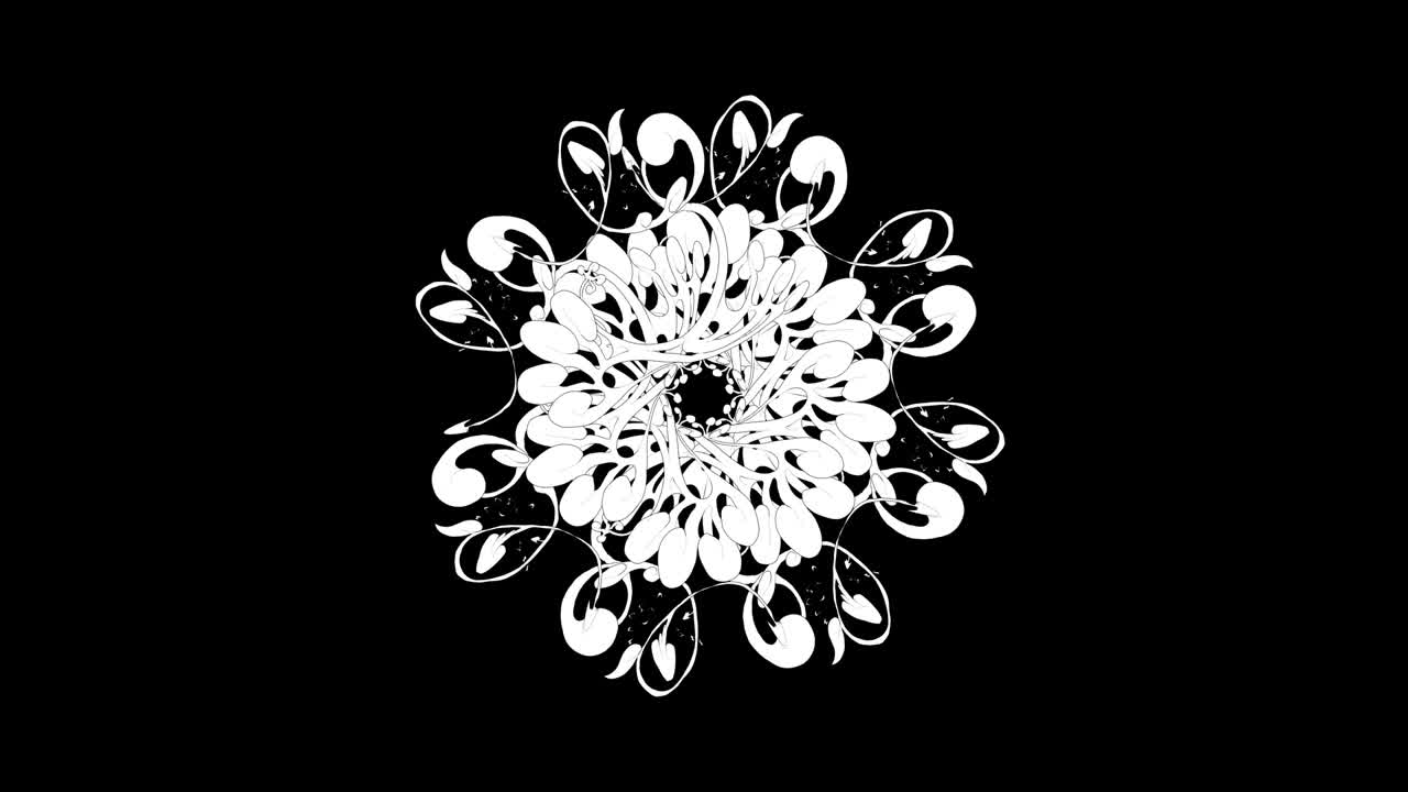 crecimiento, psicodélico, abstracto animación en blanco y negro de las plantas (con alfa)
