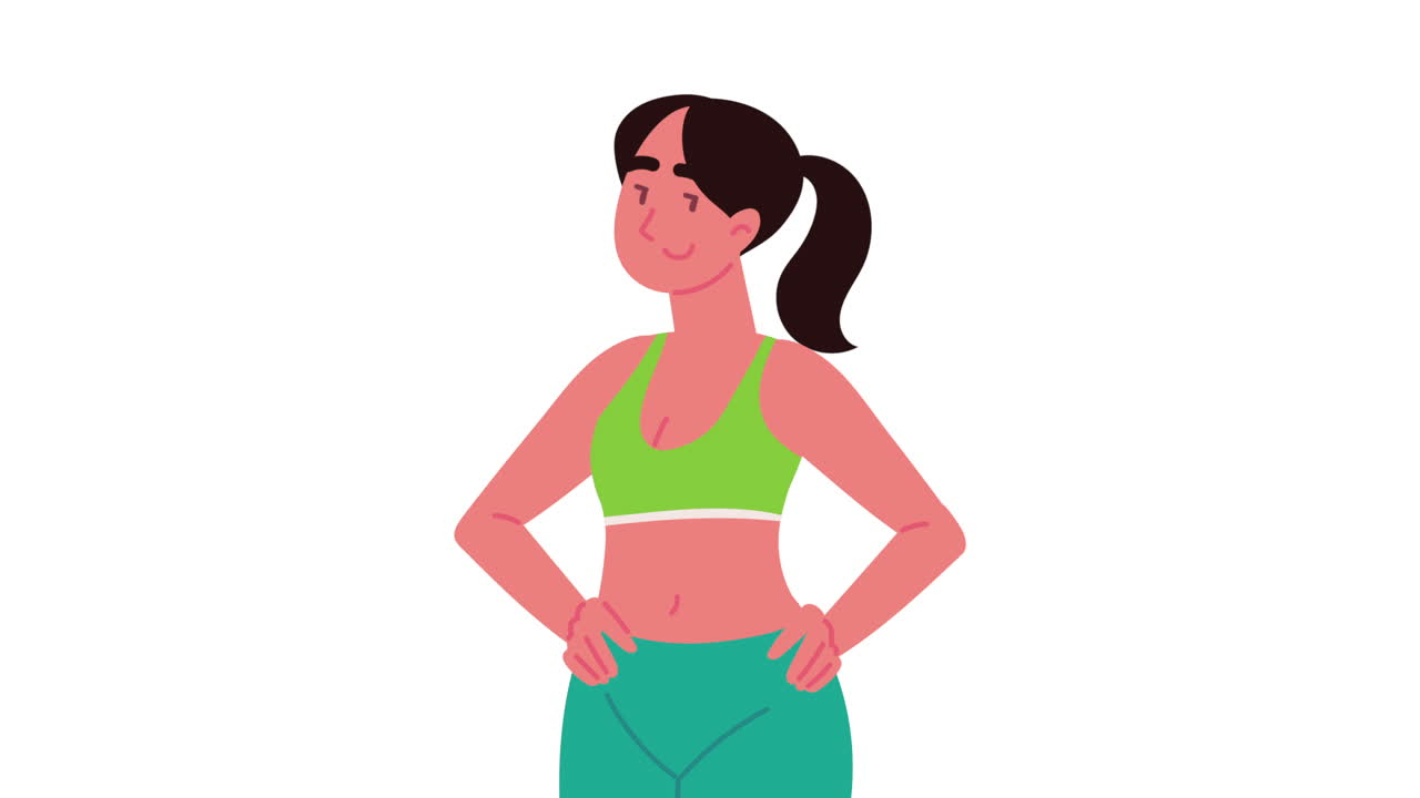 young athletic woman character animation