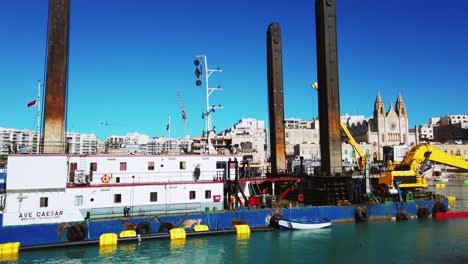 timelapse video from malta, balluta bay, beach recovery and sand replacement. 2019.06.19