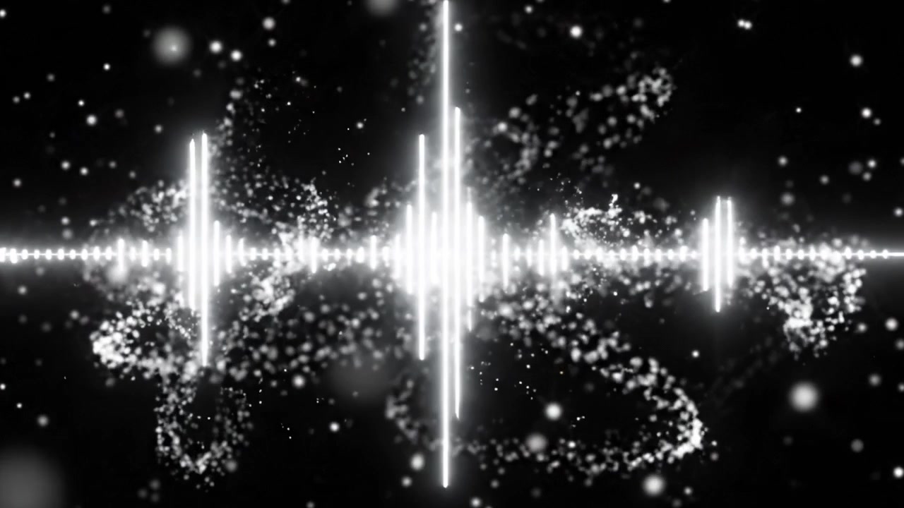 Captivating Visuals of a Dynamic Sound Wave Pattern in a Starry Background, Creating an Enigmatic Atmosphere of Audio and Cosmic Elements
