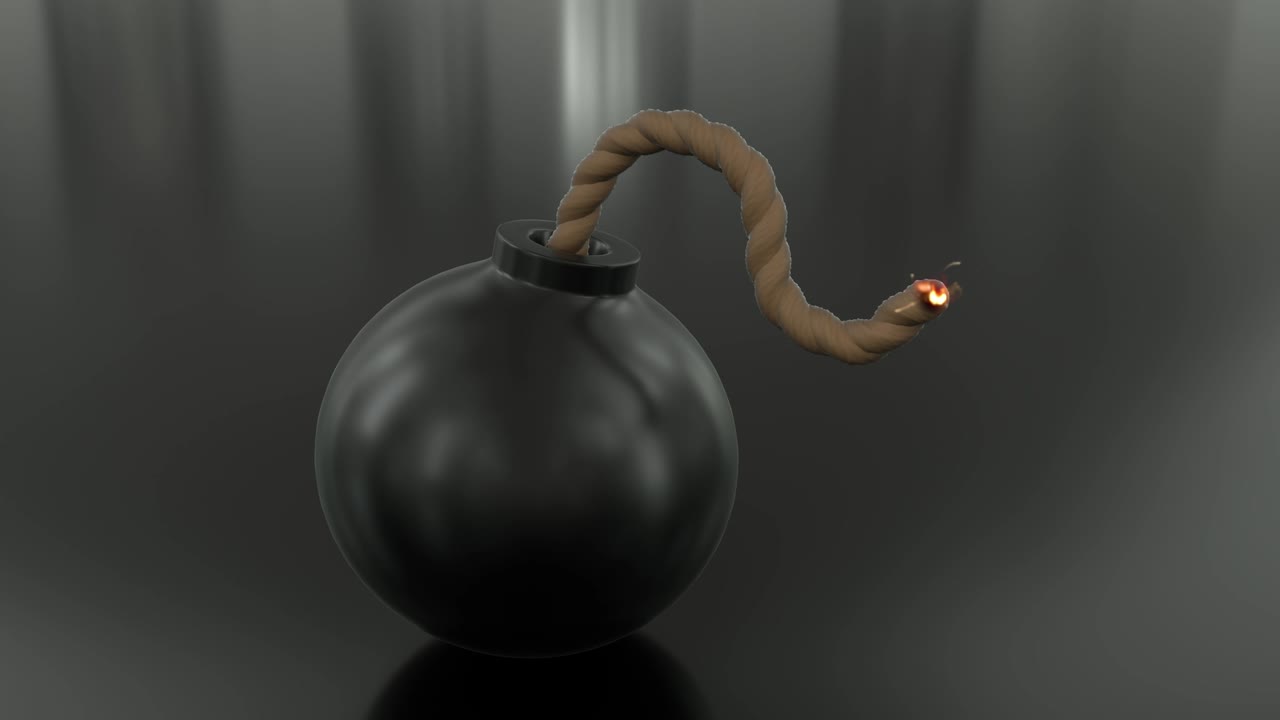 폭탄, 만화, 퓨즈, 불타는 타이머, 불꽃, 구, 공, 루프, 4k