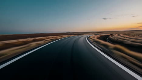 sunset drive on a country road