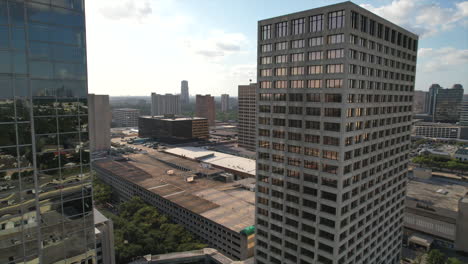 Quick-view-of-a-flight-routine-between-two-interesting-and-contrasting-looking-buildings