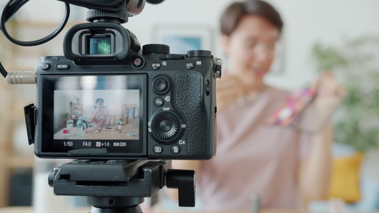 Woman Vlogging About Beauty Products