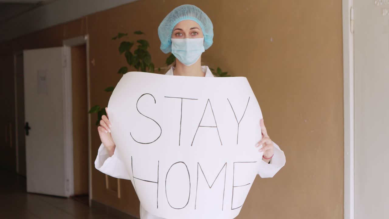 Healthcare Worker Encouraging Stay-at-Home Order
