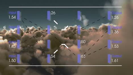 animación de números y procesamiento de datos en nubes