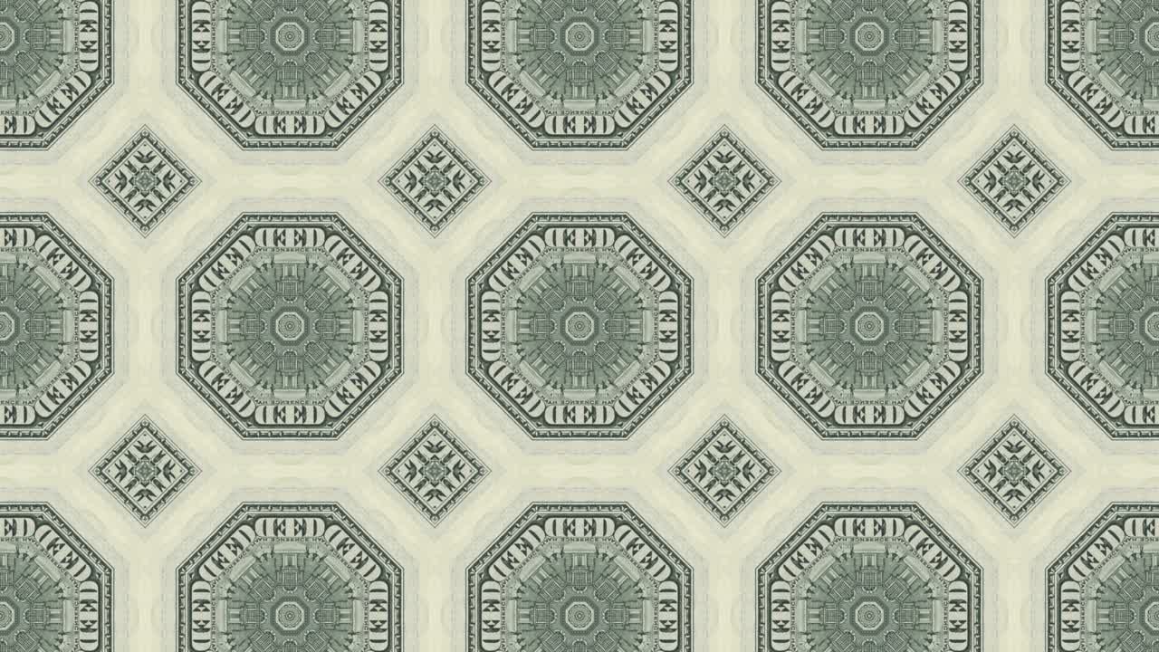 미국 달러 지폐 모자이크: 추상적인 애니메이션 배경, 크리에이티브 비즈니스 모션 그래픽, 원활한 루프