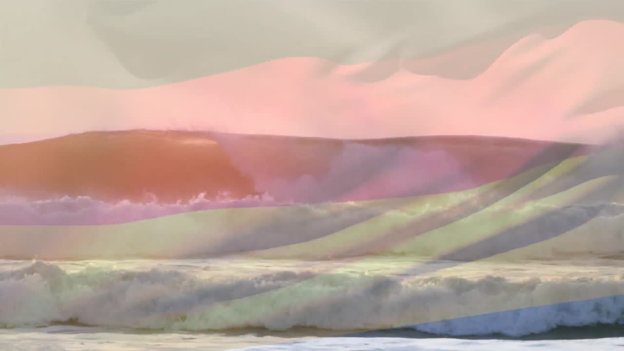 독일  ⁇ 발이 해변 해양 풍경 위에서 날아다니는 애니메이션