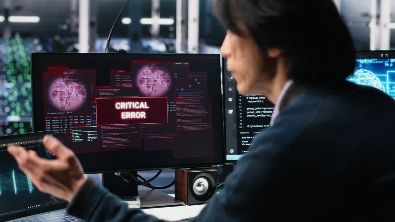 Team Of Engineers In Data Center Struggles With Malfunctions While Using Ai