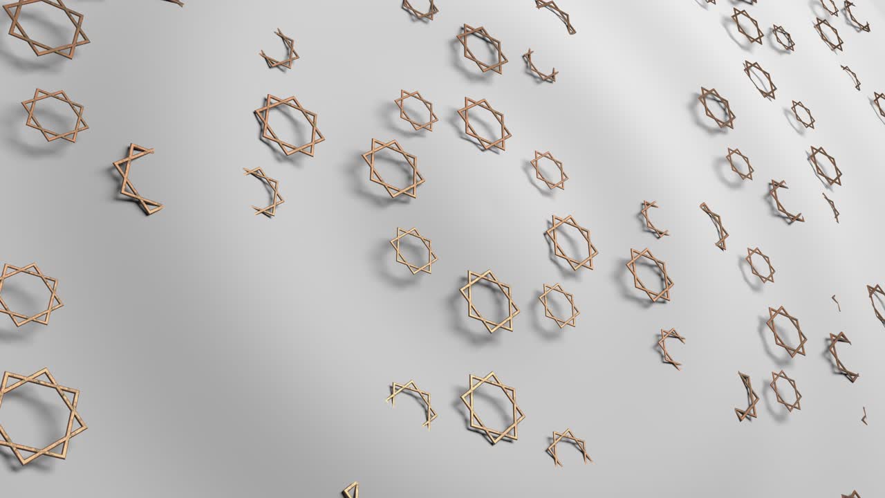 3d 렌더링: 전통적인 금의 상징, 색 배경의 라마단 휴일, 라마단 카리임, 이슬람 성월