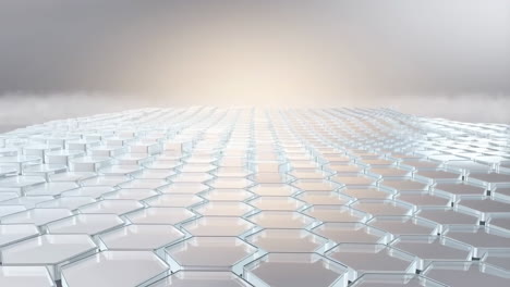 abstract hexagonal grid background with light glow