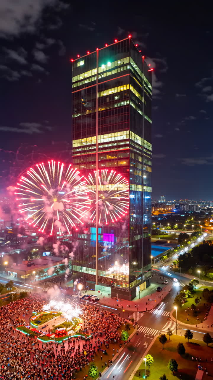 City Skyscraper Fireworks Celebration