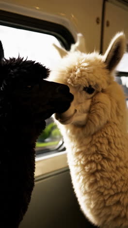 alpacas on a train