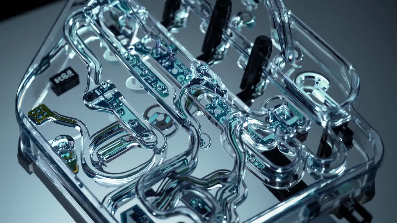 Close-up of a Transparent Circuit Board Assembly