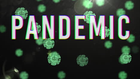 Pandemic text against Covid-19 cells moving in background