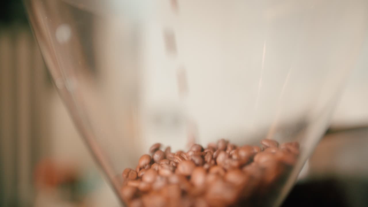 Coffee beans in a mill