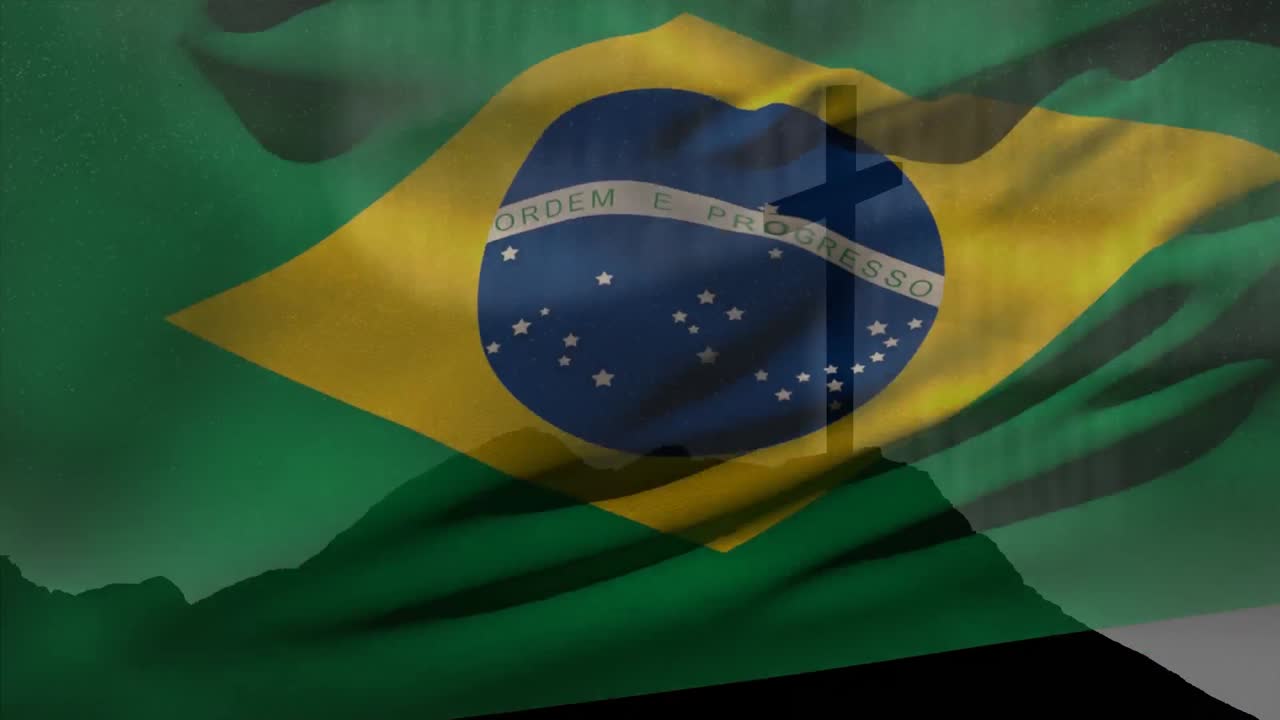 Animation af kristent kors og brasiliansk flag
