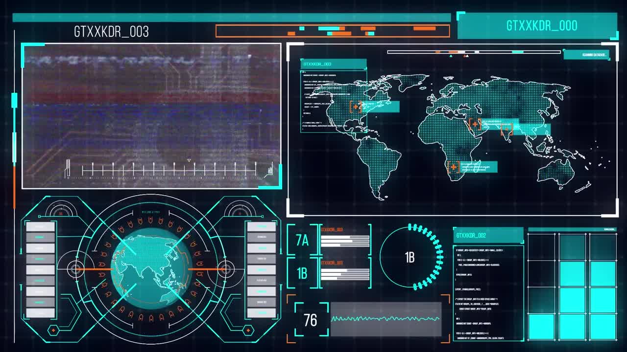 검은색 배경 위의 데이터 처리 애니메이션