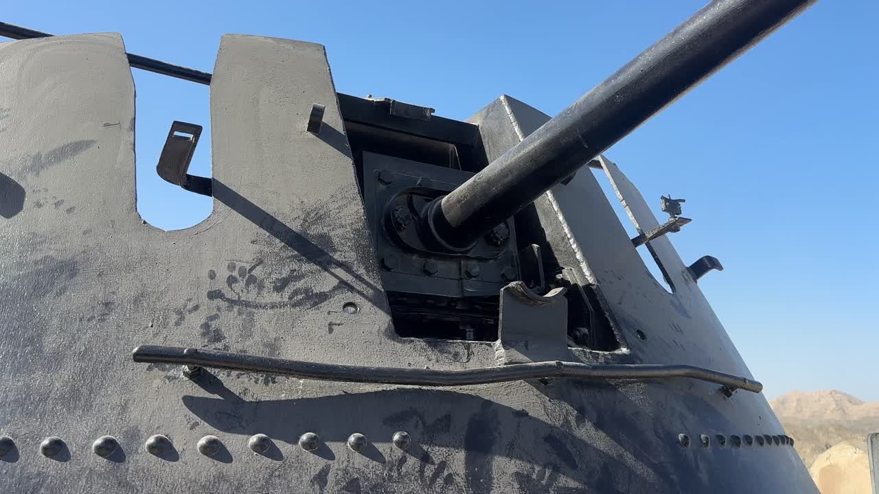 Military Turret Machine Gun Display in Muscat Oman with Armored Weapon