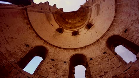 dome of st. george greek orthodox church ruined and abandoned, bottom view