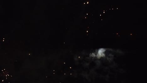 drone flying through fireworks in new year's eve night