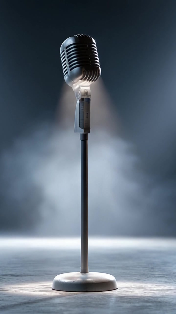 A Spotlight on the Classic Microphone: Captivating Lighting Highlights Its Timeless Design and Elegance in an Innovative Visual Presentation